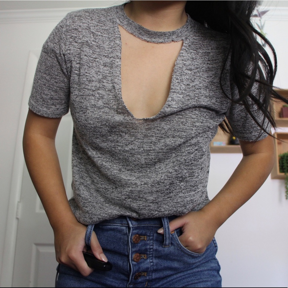 Cute Cut out Grey Tee